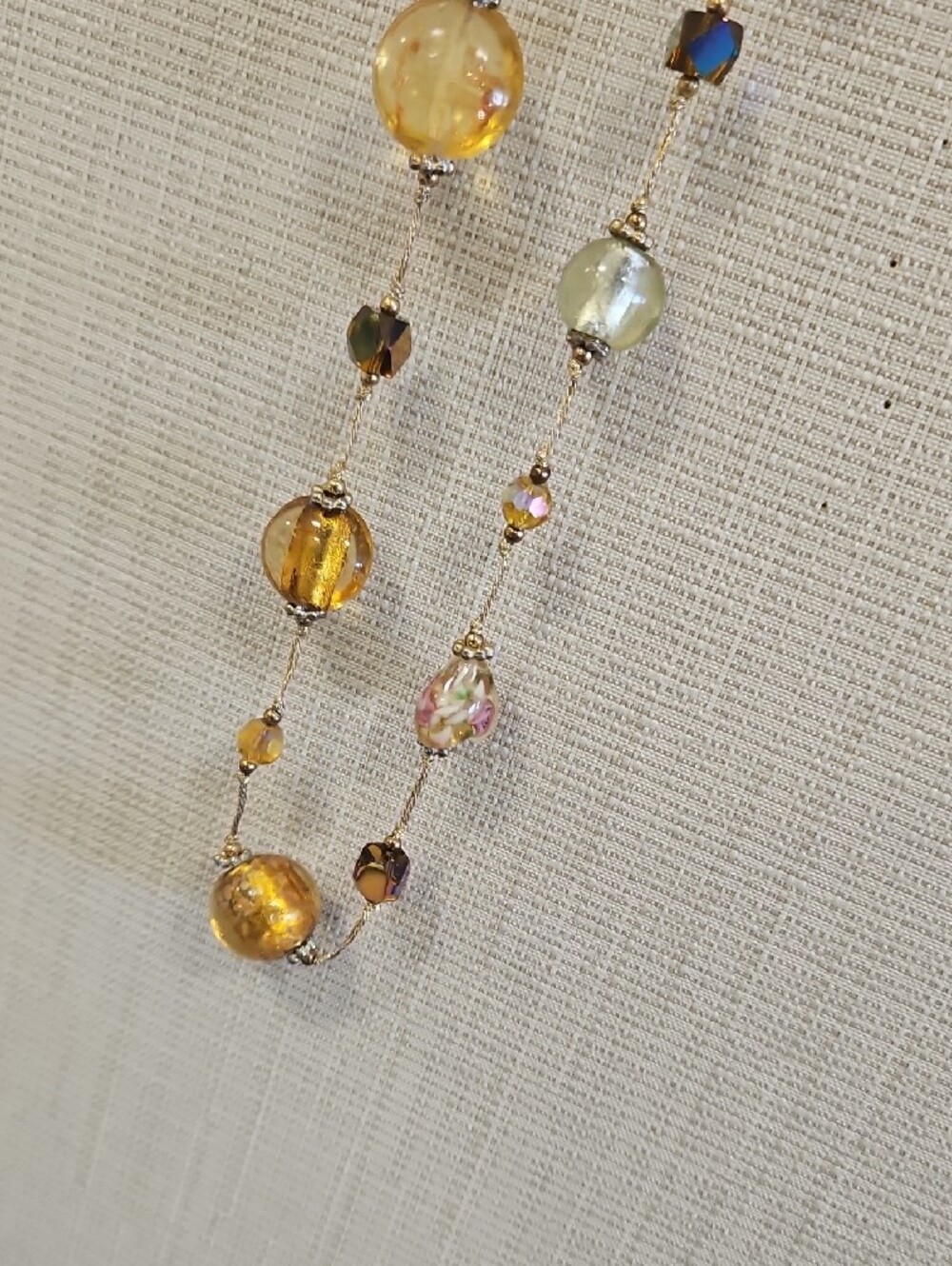 Premier Designs Gold and Amber Glass Bead Necklace with Accent Beads - Picture 7 of 11
